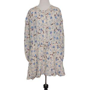 Free People Flower Fields Mini Dress Womens Size XS Floral Ruffle Hem Oversized